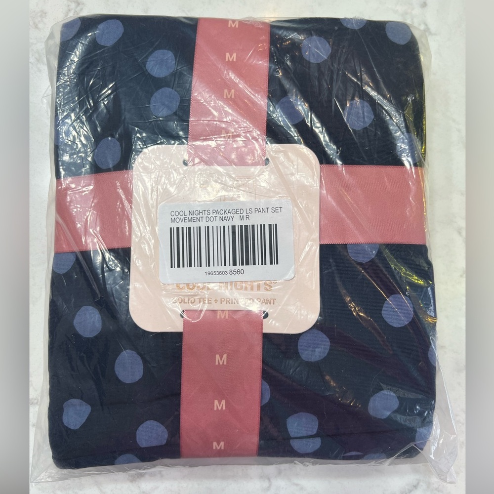Soma Cool Nights Solid Tee & Navy Polka Dot Pajama Set